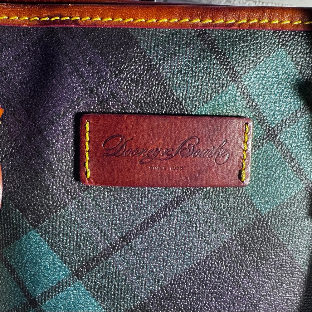 DOONEY & BOURKE Green Multicolor Plaid Leather Handbag /Shoulder Bag - Picture 7 of 15